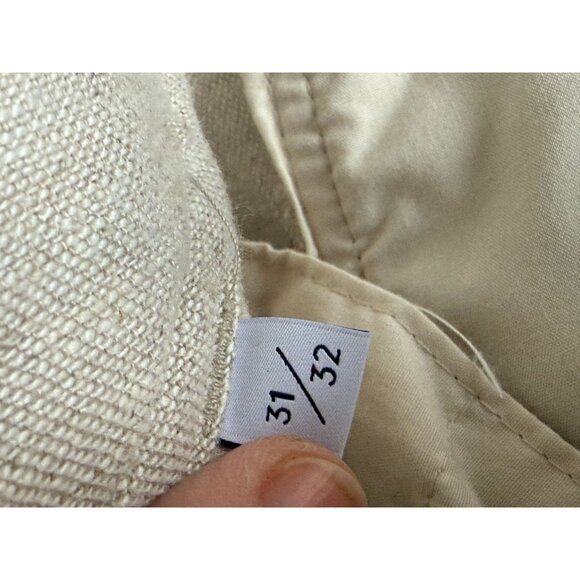 NN07 No Nationality Beige Linen-Blend Mens Trousers 31/32 Tailored Fit - Picture 8 of 9
